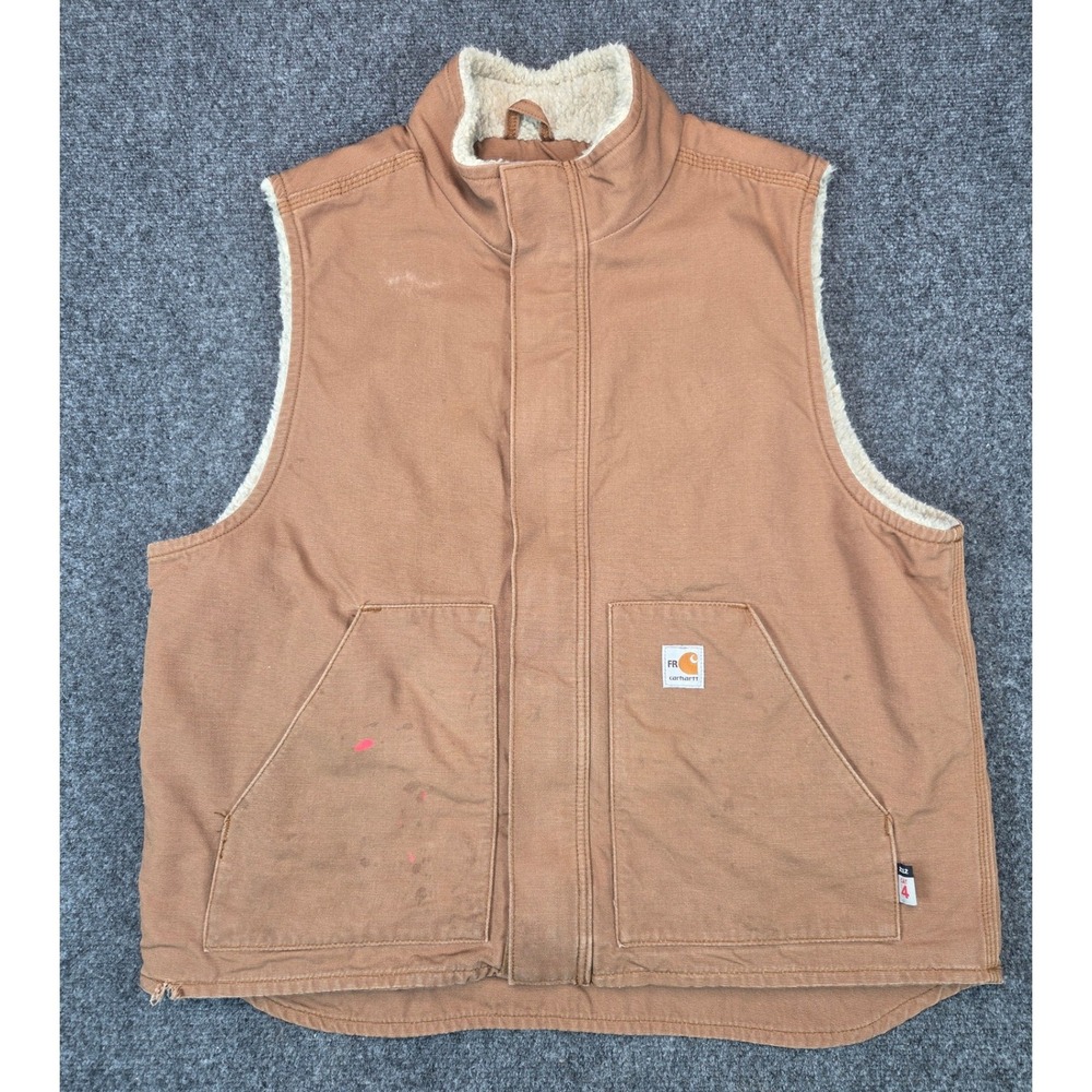 Carhartt FR Sherpa Lined Duck Vest Mens XL Brown Flame Resistant 101029-211